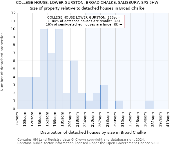 COLLEGE HOUSE, LOWER GURSTON, BROAD CHALKE, SALISBURY, SP5 5HW: Size of property relative to detached houses in Broad Chalke