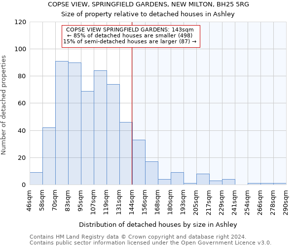 COPSE VIEW, SPRINGFIELD GARDENS, NEW MILTON, BH25 5RG: Size of property relative to detached houses in Ashley