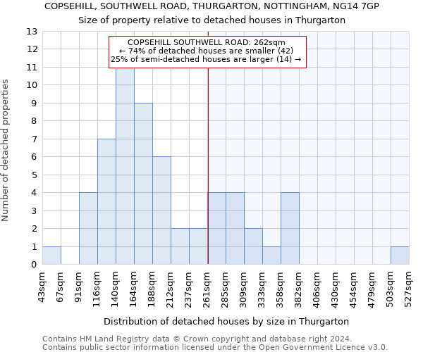 COPSEHILL, SOUTHWELL ROAD, THURGARTON, NOTTINGHAM, NG14 7GP: Size of property relative to detached houses in Thurgarton