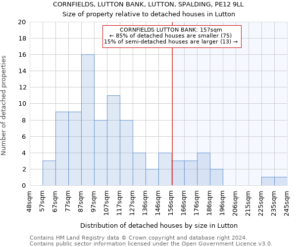 CORNFIELDS, LUTTON BANK, LUTTON, SPALDING, PE12 9LL: Size of property relative to detached houses in Lutton