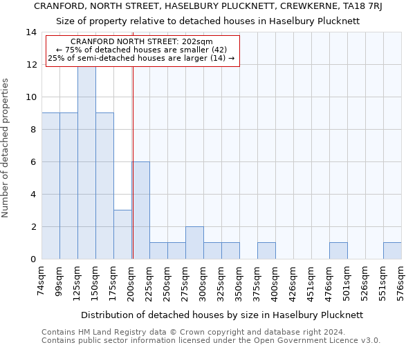 CRANFORD, NORTH STREET, HASELBURY PLUCKNETT, CREWKERNE, TA18 7RJ: Size of property relative to detached houses in Haselbury Plucknett