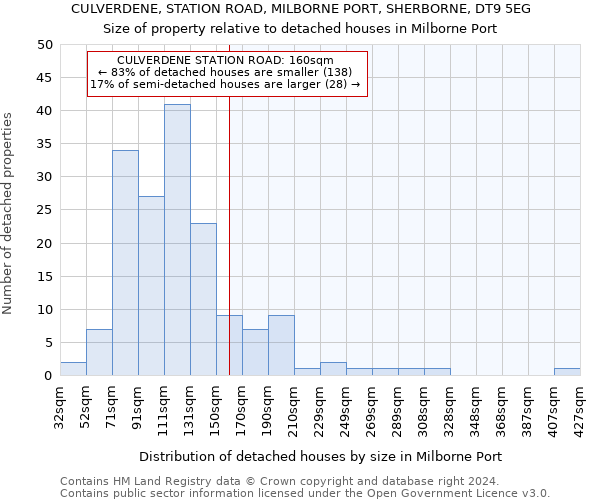 CULVERDENE, STATION ROAD, MILBORNE PORT, SHERBORNE, DT9 5EG: Size of property relative to detached houses in Milborne Port