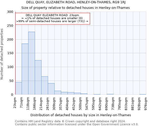 DELL QUAY, ELIZABETH ROAD, HENLEY-ON-THAMES, RG9 1RJ: Size of property relative to detached houses in Henley-on-Thames