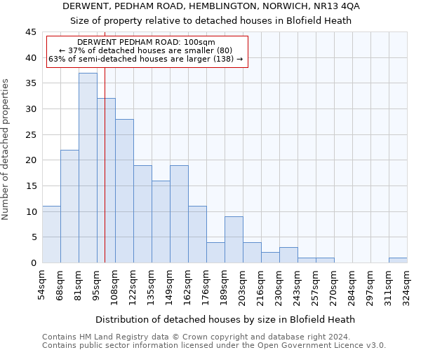 DERWENT, PEDHAM ROAD, HEMBLINGTON, NORWICH, NR13 4QA: Size of property relative to detached houses in Blofield Heath