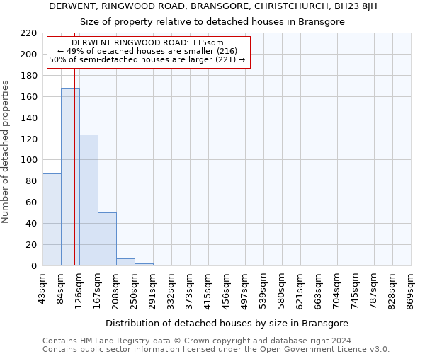 DERWENT, RINGWOOD ROAD, BRANSGORE, CHRISTCHURCH, BH23 8JH: Size of property relative to detached houses in Bransgore