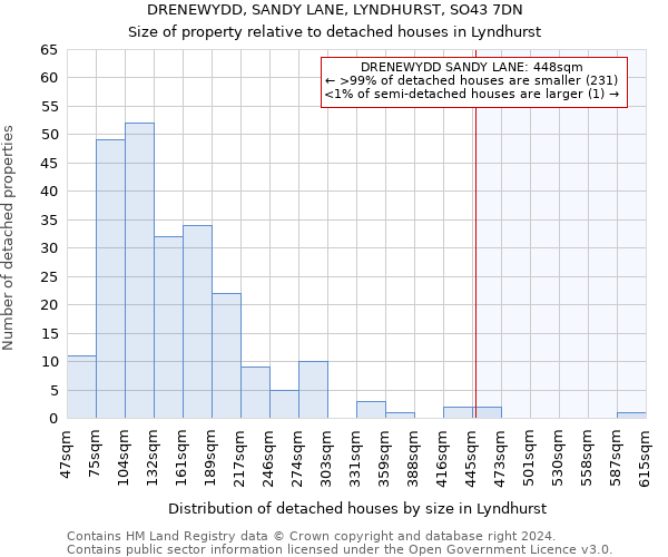 DRENEWYDD, SANDY LANE, LYNDHURST, SO43 7DN: Size of property relative to detached houses in Lyndhurst