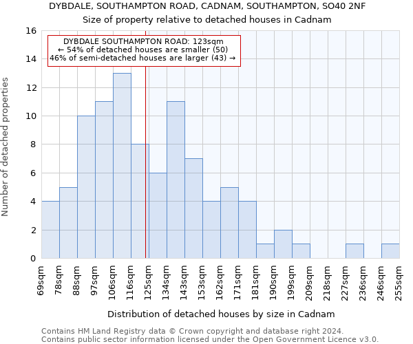 DYBDALE, SOUTHAMPTON ROAD, CADNAM, SOUTHAMPTON, SO40 2NF: Size of property relative to detached houses in Cadnam