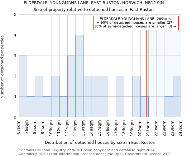 ELDERDALE, YOUNGMANS LANE, EAST RUSTON, NORWICH, NR12 9JN: Size of property relative to detached houses in East Ruston