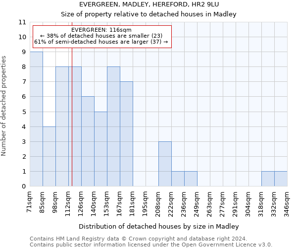 EVERGREEN, MADLEY, HEREFORD, HR2 9LU: Size of property relative to detached houses in Madley