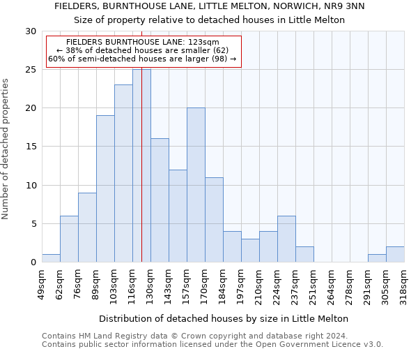 FIELDERS, BURNTHOUSE LANE, LITTLE MELTON, NORWICH, NR9 3NN: Size of property relative to detached houses in Little Melton