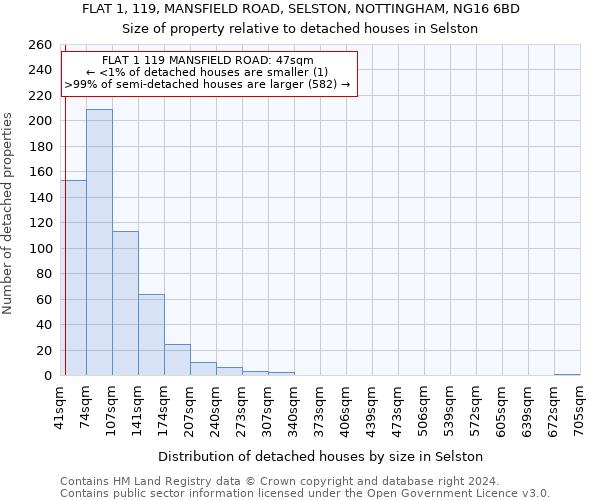 FLAT 1, 119, MANSFIELD ROAD, SELSTON, NOTTINGHAM, NG16 6BD: Size of property relative to detached houses in Selston