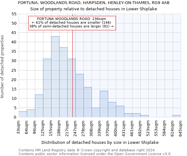 FORTUNA, WOODLANDS ROAD, HARPSDEN, HENLEY-ON-THAMES, RG9 4AB: Size of property relative to detached houses in Lower Shiplake