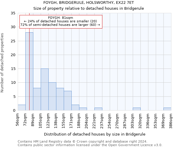 FOYGH, BRIDGERULE, HOLSWORTHY, EX22 7ET: Size of property relative to detached houses in Bridgerule