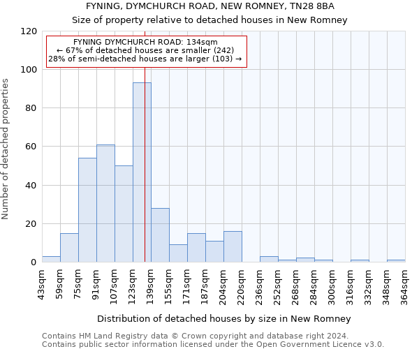 FYNING, DYMCHURCH ROAD, NEW ROMNEY, TN28 8BA: Size of property relative to detached houses in New Romney