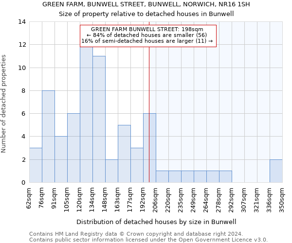 GREEN FARM, BUNWELL STREET, BUNWELL, NORWICH, NR16 1SH: Size of property relative to detached houses in Bunwell