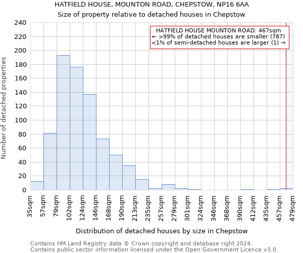 HATFIELD HOUSE, MOUNTON ROAD, CHEPSTOW, NP16 6AA: Size of property relative to detached houses in Chepstow