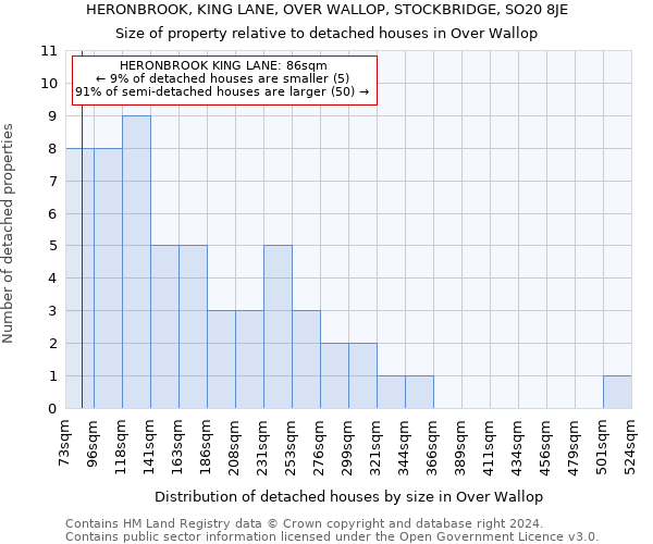 HERONBROOK, KING LANE, OVER WALLOP, STOCKBRIDGE, SO20 8JE: Size of property relative to detached houses in Over Wallop