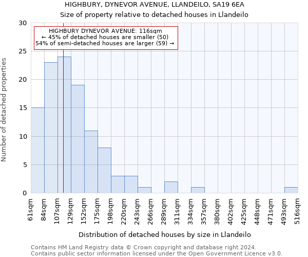 HIGHBURY, DYNEVOR AVENUE, LLANDEILO, SA19 6EA: Size of property relative to detached houses in Llandeilo