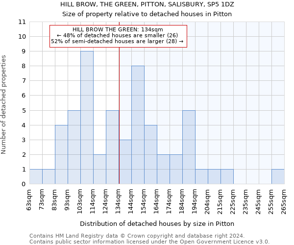 HILL BROW, THE GREEN, PITTON, SALISBURY, SP5 1DZ: Size of property relative to detached houses in Pitton