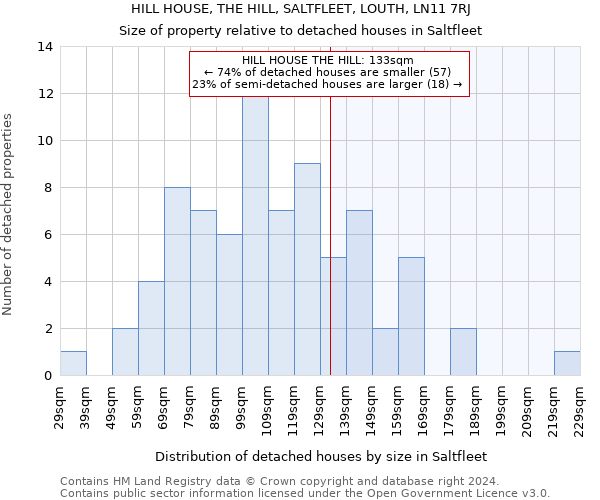 HILL HOUSE, THE HILL, SALTFLEET, LOUTH, LN11 7RJ: Size of property relative to detached houses in Saltfleet