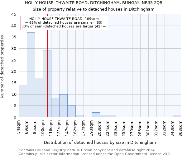 HOLLY HOUSE, THWAITE ROAD, DITCHINGHAM, BUNGAY, NR35 2QR: Size of property relative to detached houses in Ditchingham