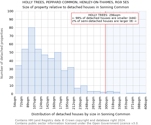 HOLLY TREES, PEPPARD COMMON, HENLEY-ON-THAMES, RG9 5ES: Size of property relative to detached houses in Sonning Common