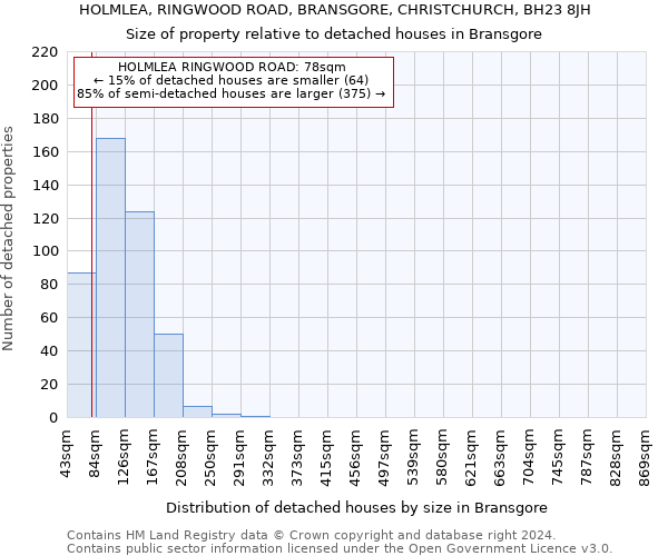 HOLMLEA, RINGWOOD ROAD, BRANSGORE, CHRISTCHURCH, BH23 8JH: Size of property relative to detached houses in Bransgore