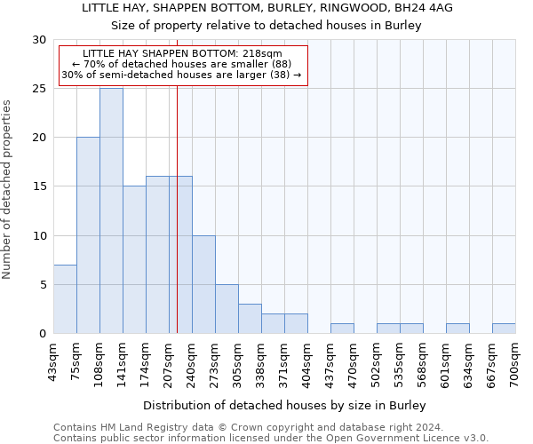 LITTLE HAY, SHAPPEN BOTTOM, BURLEY, RINGWOOD, BH24 4AG: Size of property relative to detached houses in Burley