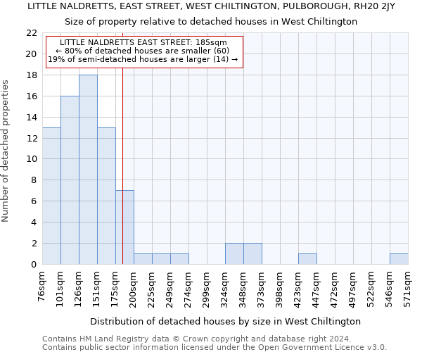 LITTLE NALDRETTS, EAST STREET, WEST CHILTINGTON, PULBOROUGH, RH20 2JY: Size of property relative to detached houses in West Chiltington