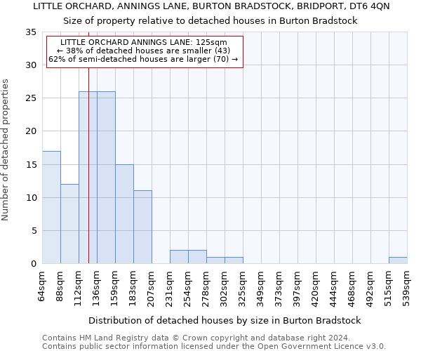 LITTLE ORCHARD, ANNINGS LANE, BURTON BRADSTOCK, BRIDPORT, DT6 4QN: Size of property relative to detached houses in Burton Bradstock