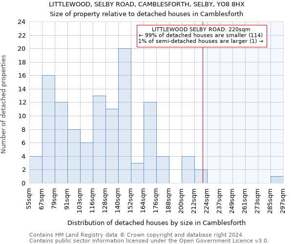 LITTLEWOOD, SELBY ROAD, CAMBLESFORTH, SELBY, YO8 8HX: Size of property relative to detached houses in Camblesforth