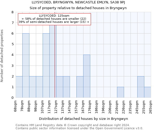 LLYSYCOED, BRYNGWYN, NEWCASTLE EMLYN, SA38 9PJ: Size of property relative to detached houses in Bryngwyn