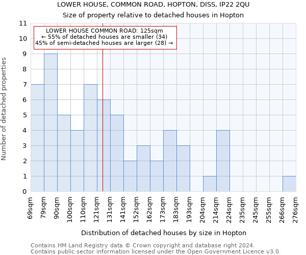 LOWER HOUSE, COMMON ROAD, HOPTON, DISS, IP22 2QU: Size of property relative to detached houses in Hopton