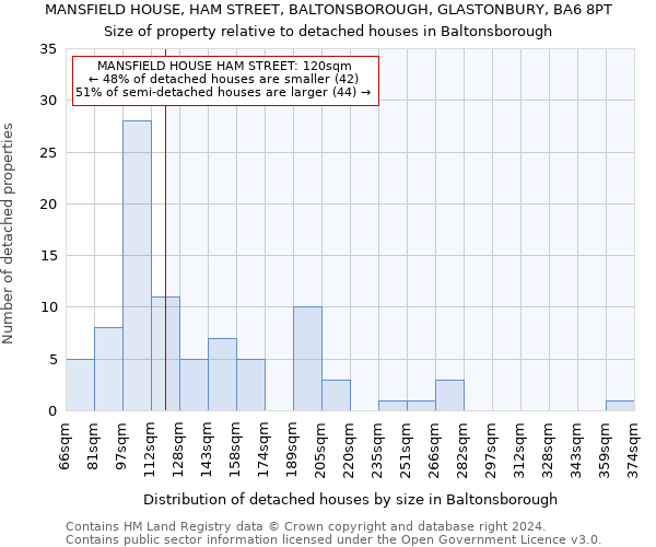 MANSFIELD HOUSE, HAM STREET, BALTONSBOROUGH, GLASTONBURY, BA6 8PT: Size of property relative to detached houses in Baltonsborough