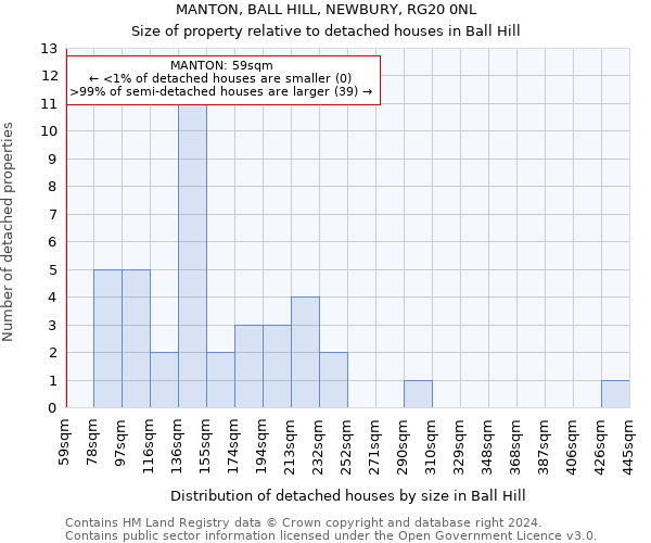 MANTON, BALL HILL, NEWBURY, RG20 0NL: Size of property relative to detached houses in Ball Hill