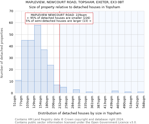 MAPLEVIEW, NEWCOURT ROAD, TOPSHAM, EXETER, EX3 0BT: Size of property relative to detached houses in Topsham