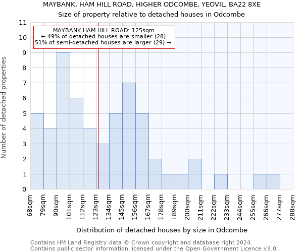 MAYBANK, HAM HILL ROAD, HIGHER ODCOMBE, YEOVIL, BA22 8XE: Size of property relative to detached houses in Odcombe