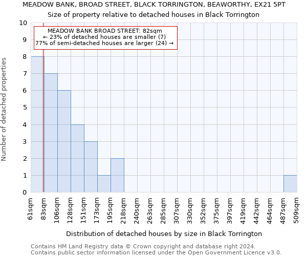 MEADOW BANK, BROAD STREET, BLACK TORRINGTON, BEAWORTHY, EX21 5PT: Size of property relative to detached houses in Black Torrington