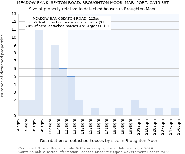 MEADOW BANK, SEATON ROAD, BROUGHTON MOOR, MARYPORT, CA15 8ST: Size of property relative to detached houses in Broughton Moor