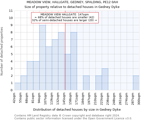 MEADOW VIEW, HALLGATE, GEDNEY, SPALDING, PE12 0AH: Size of property relative to detached houses in Gedney Dyke