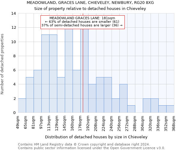 MEADOWLAND, GRACES LANE, CHIEVELEY, NEWBURY, RG20 8XG: Size of property relative to detached houses in Chieveley