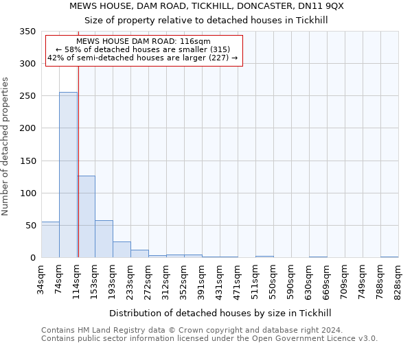 MEWS HOUSE, DAM ROAD, TICKHILL, DONCASTER, DN11 9QX: Size of property relative to detached houses in Tickhill