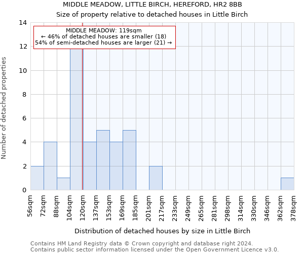 MIDDLE MEADOW, LITTLE BIRCH, HEREFORD, HR2 8BB: Size of property relative to detached houses in Little Birch