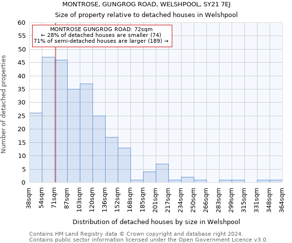 MONTROSE, GUNGROG ROAD, WELSHPOOL, SY21 7EJ: Size of property relative to detached houses in Welshpool