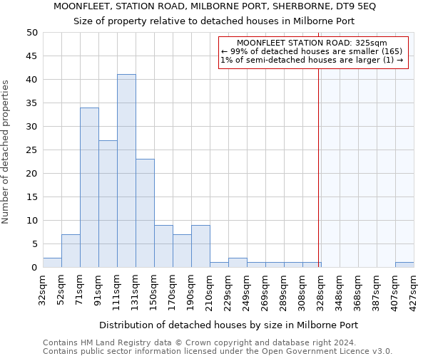 MOONFLEET, STATION ROAD, MILBORNE PORT, SHERBORNE, DT9 5EQ: Size of property relative to detached houses in Milborne Port