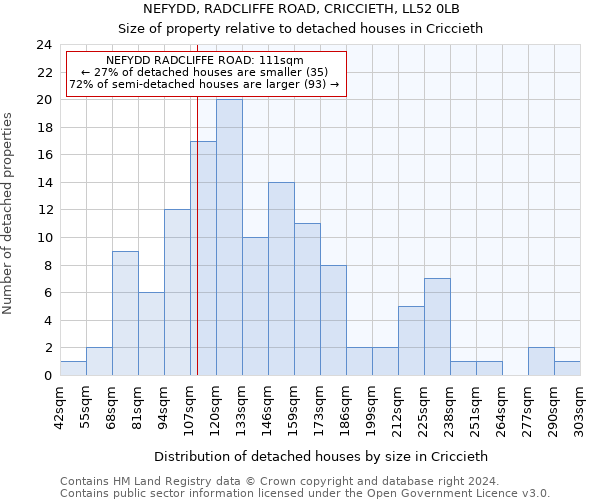 NEFYDD, RADCLIFFE ROAD, CRICCIETH, LL52 0LB: Size of property relative to detached houses in Criccieth