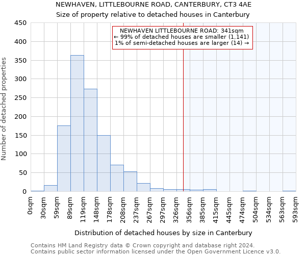 NEWHAVEN, LITTLEBOURNE ROAD, CANTERBURY, CT3 4AE: Size of property relative to detached houses in Canterbury