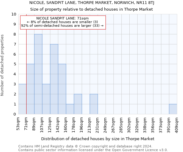 NICOLE, SANDPIT LANE, THORPE MARKET, NORWICH, NR11 8TJ: Size of property relative to detached houses in Thorpe Market