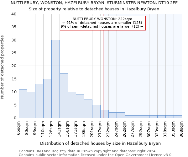 NUTTLEBURY, WONSTON, HAZELBURY BRYAN, STURMINSTER NEWTON, DT10 2EE: Size of property relative to detached houses in Hazelbury Bryan