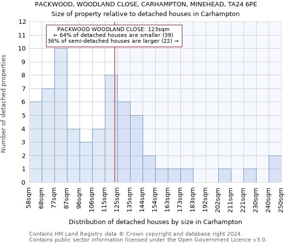 PACKWOOD, WOODLAND CLOSE, CARHAMPTON, MINEHEAD, TA24 6PE: Size of property relative to detached houses in Carhampton